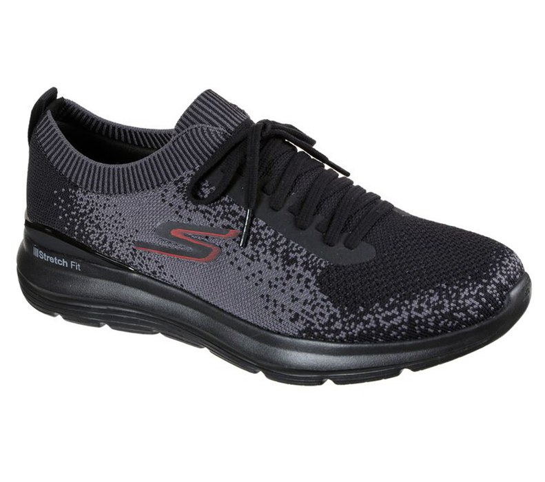 Skechers Herr Svarta/Grå Slip On - Gowalk Stretch Fit - Sverige (PLWDB-2758)